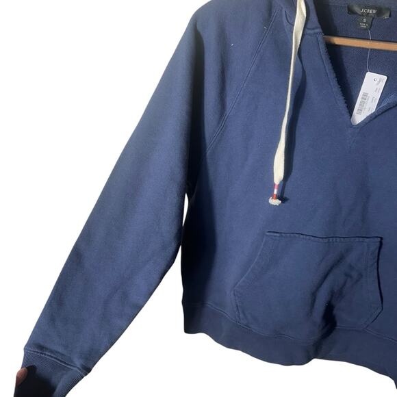 NEW J.Crew Garment-Dyed V-neck Hoodie in Original Cotton Terry Navy Size Medium - Picture 7 of 10